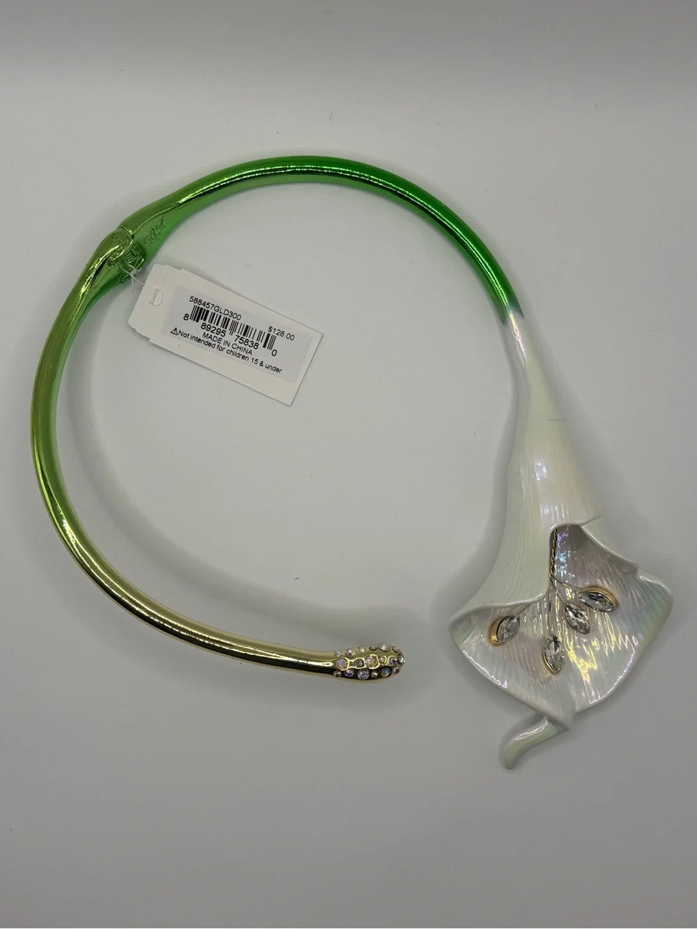 NWT Betsey Johnson Calla Lily Collar Statement Necklace w/ Crystals -retail $128 - Picture 4 of 8